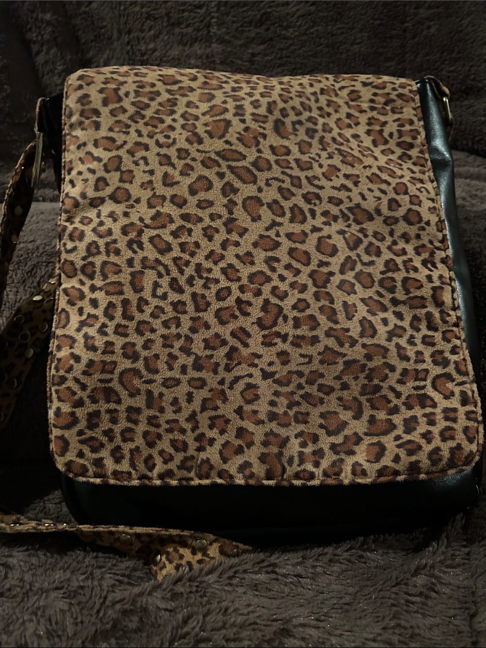 Leopard Print Crossbody Bag - Brown